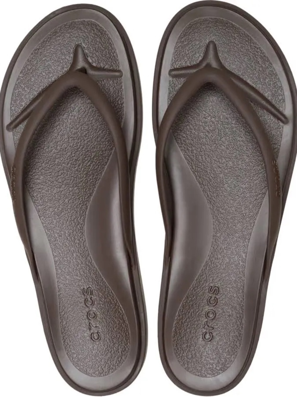 CROCS Miami Round Toe Flip Flops in Coffee